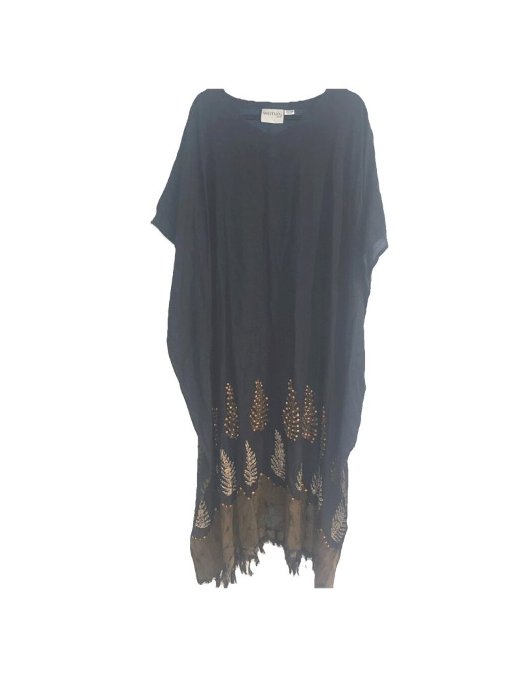 Westside Designs Brown Plus Size Kaftan Sequins V Neck Maxi Boho Modest